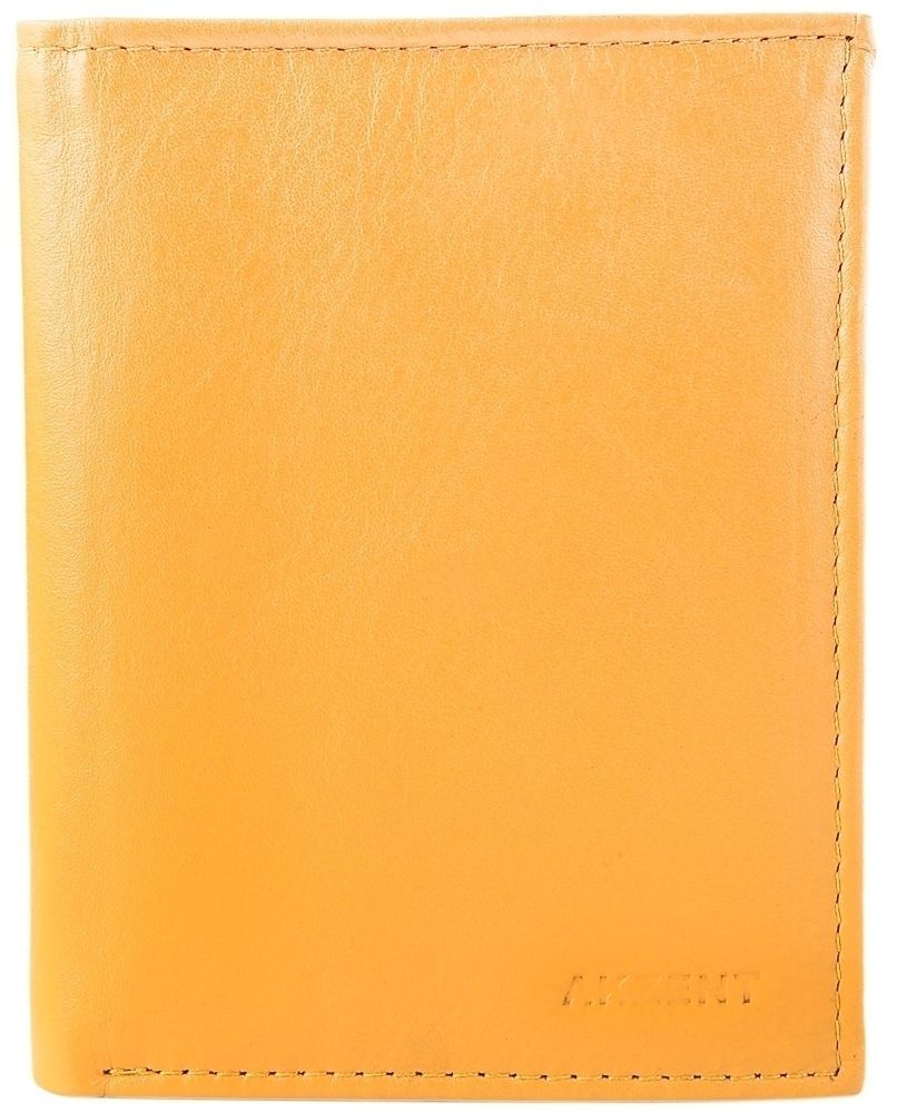 Accent herenportemonnee van echt leer. Formaat 10 x 12 cm in geel