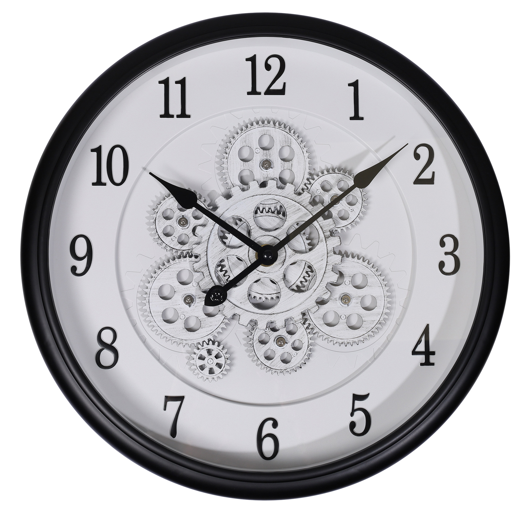 Skeletwandklok in industriële vintagelook, Ø 40 cm, zwart/wit