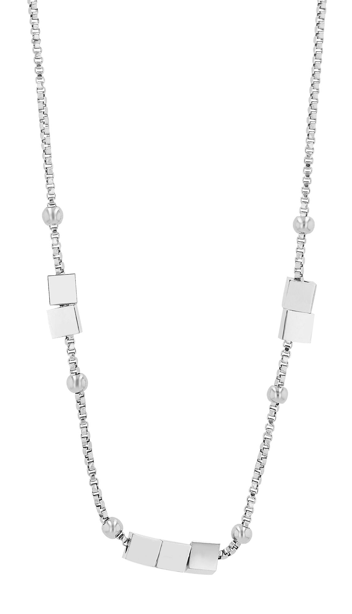 Accentketting "Eirian" met hoekige elementen, roestvrij staal, zilverkleurig