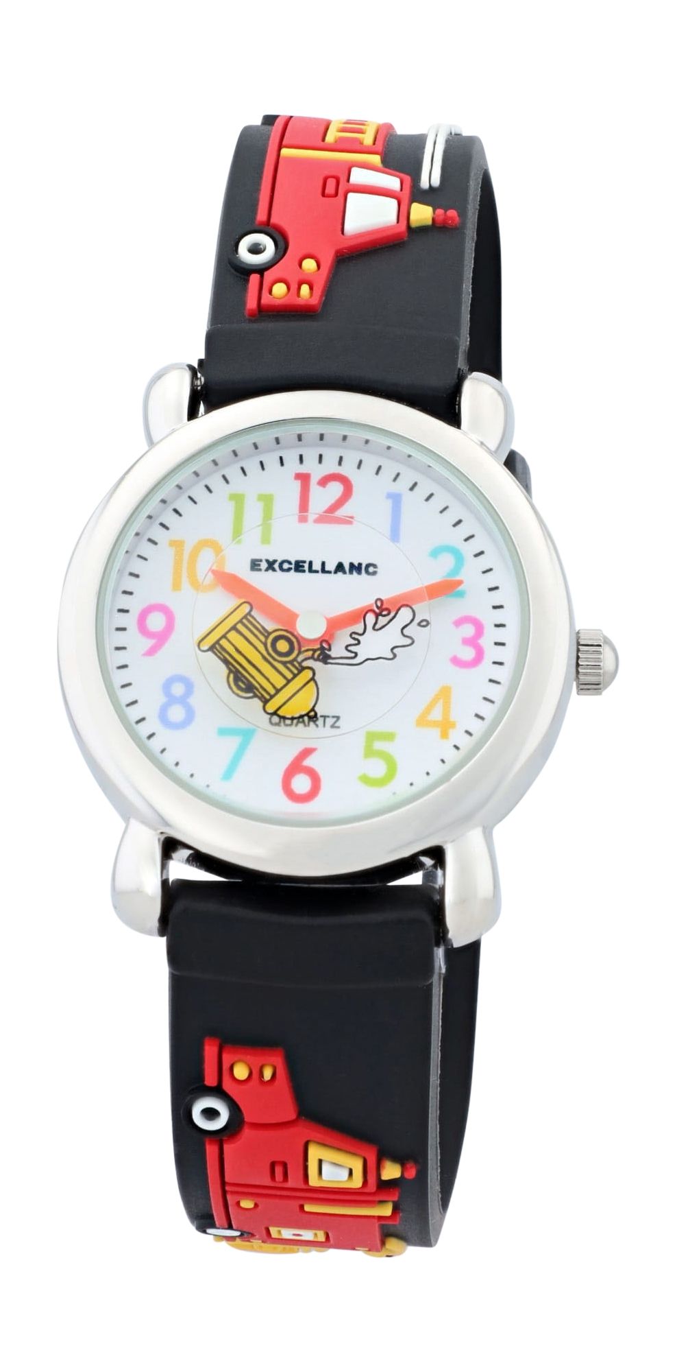 Excellanc kinderpolshorloge, siliconen band, zilverkleurig/zwart
