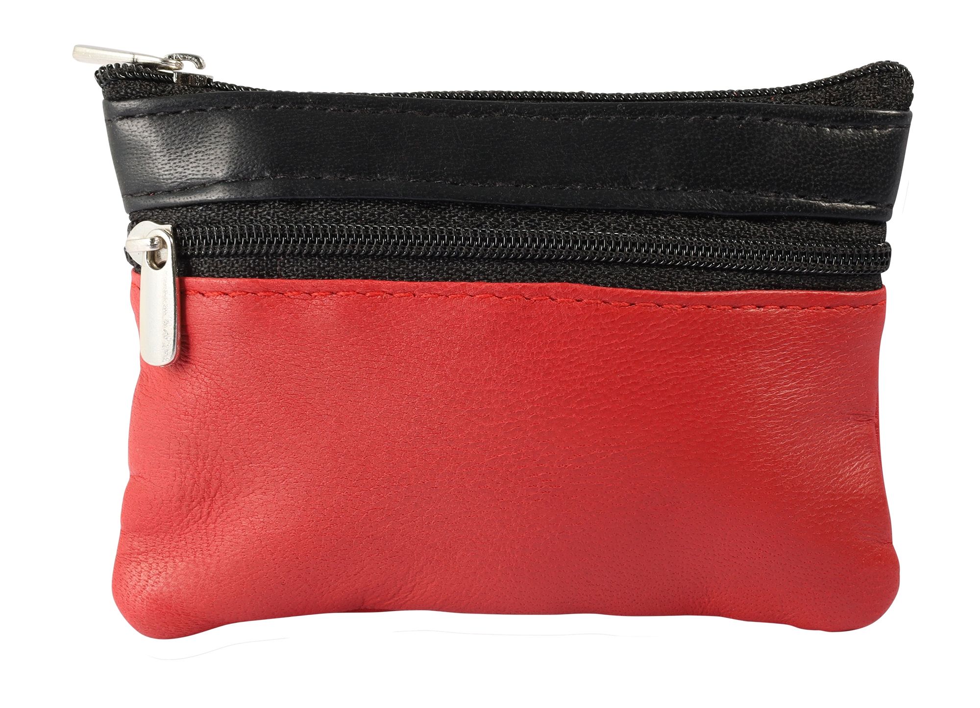 Excellanc Schlüsselbeutel aus Echtleder in rot/schwarz