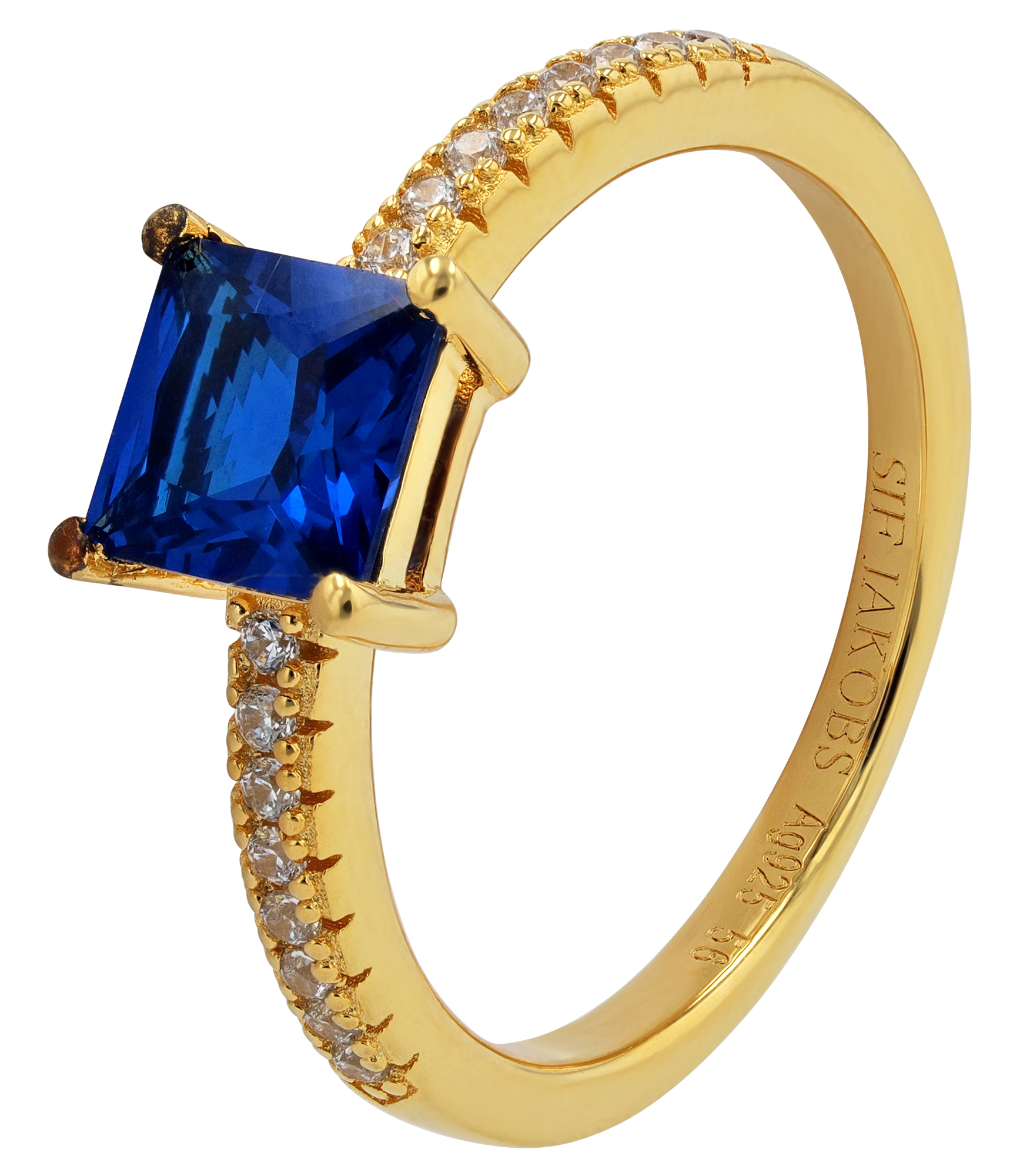 Sif Jakobs Jewellery 925/- Echt Silber Ring "Ellera Quadratto", Gr 58, Zirkonia (blau)