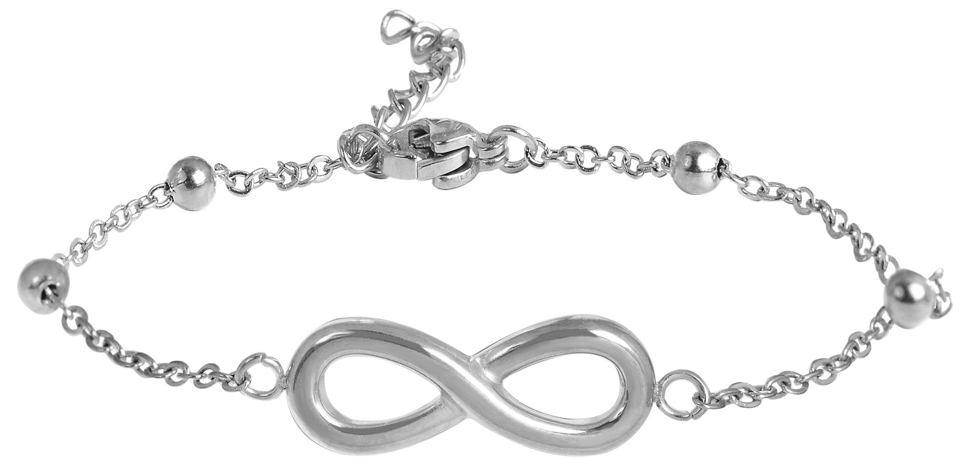 Akzent Armband aus Edelstahl, Infinity-Symbol, silberfarben, 17 cm