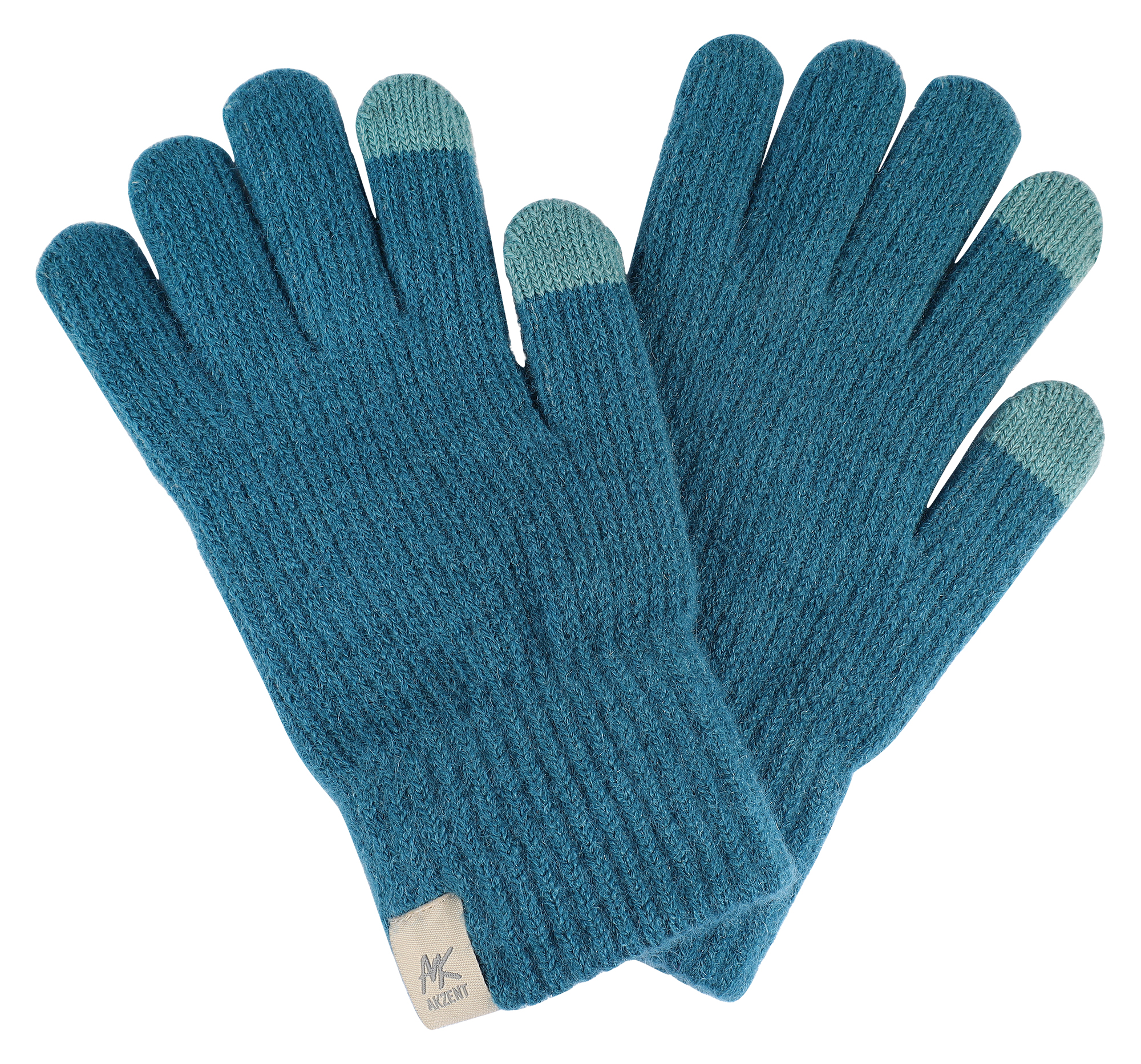Damen-Handschuhe, Gr M, blau, Touch-Finger, 100% Polyester, VE-4