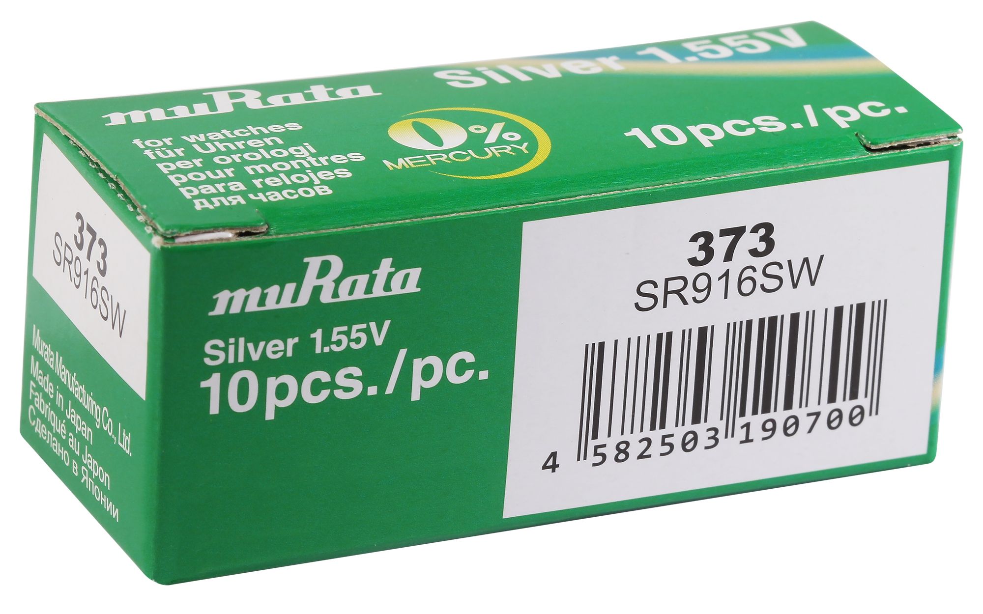MURATA knoopcellen, 0% kwik, verpakking bevat 10 stuks, 373