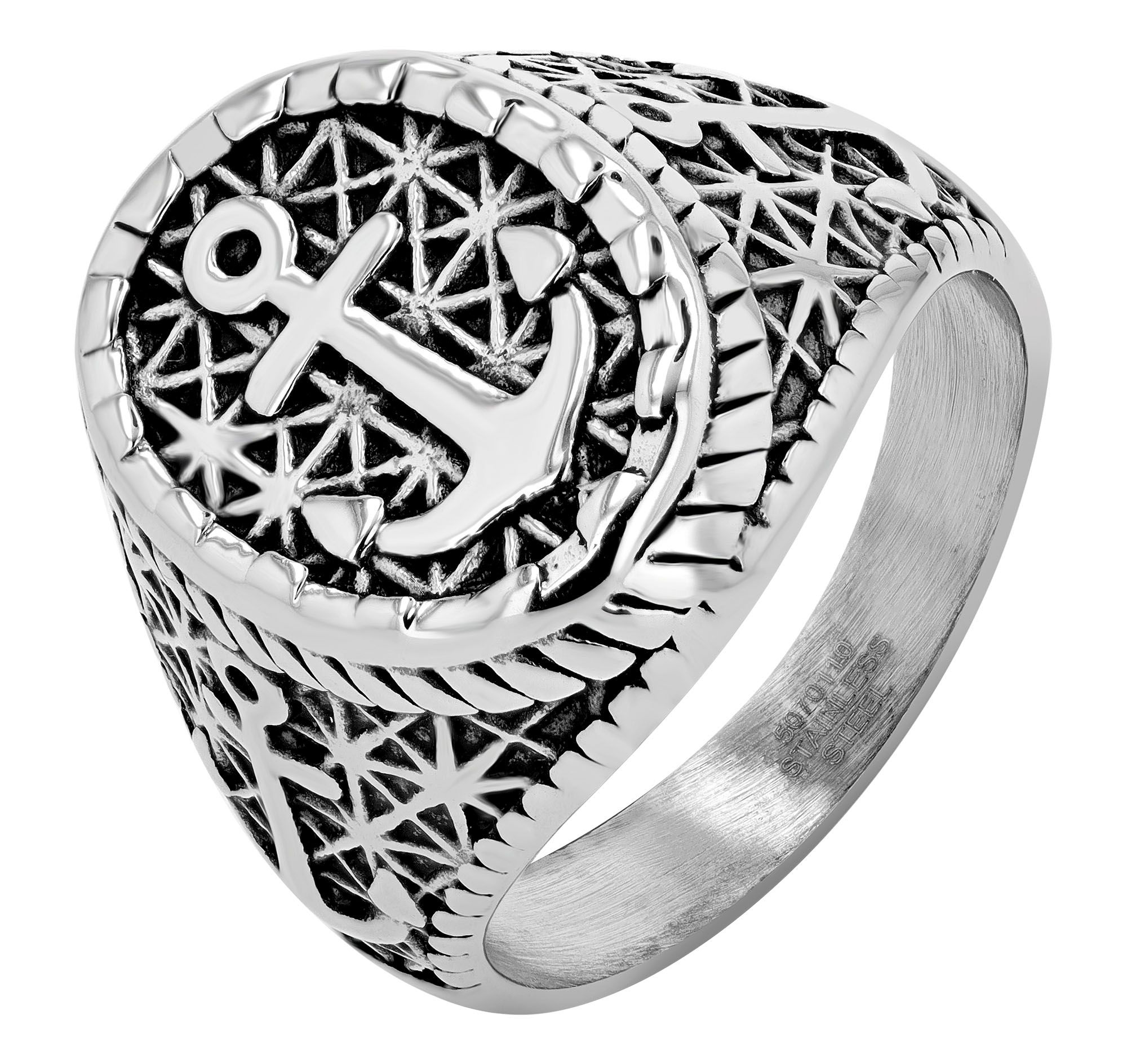 "Davy" Siegelring, Anker, Edelstahl Herrenring Gr 68