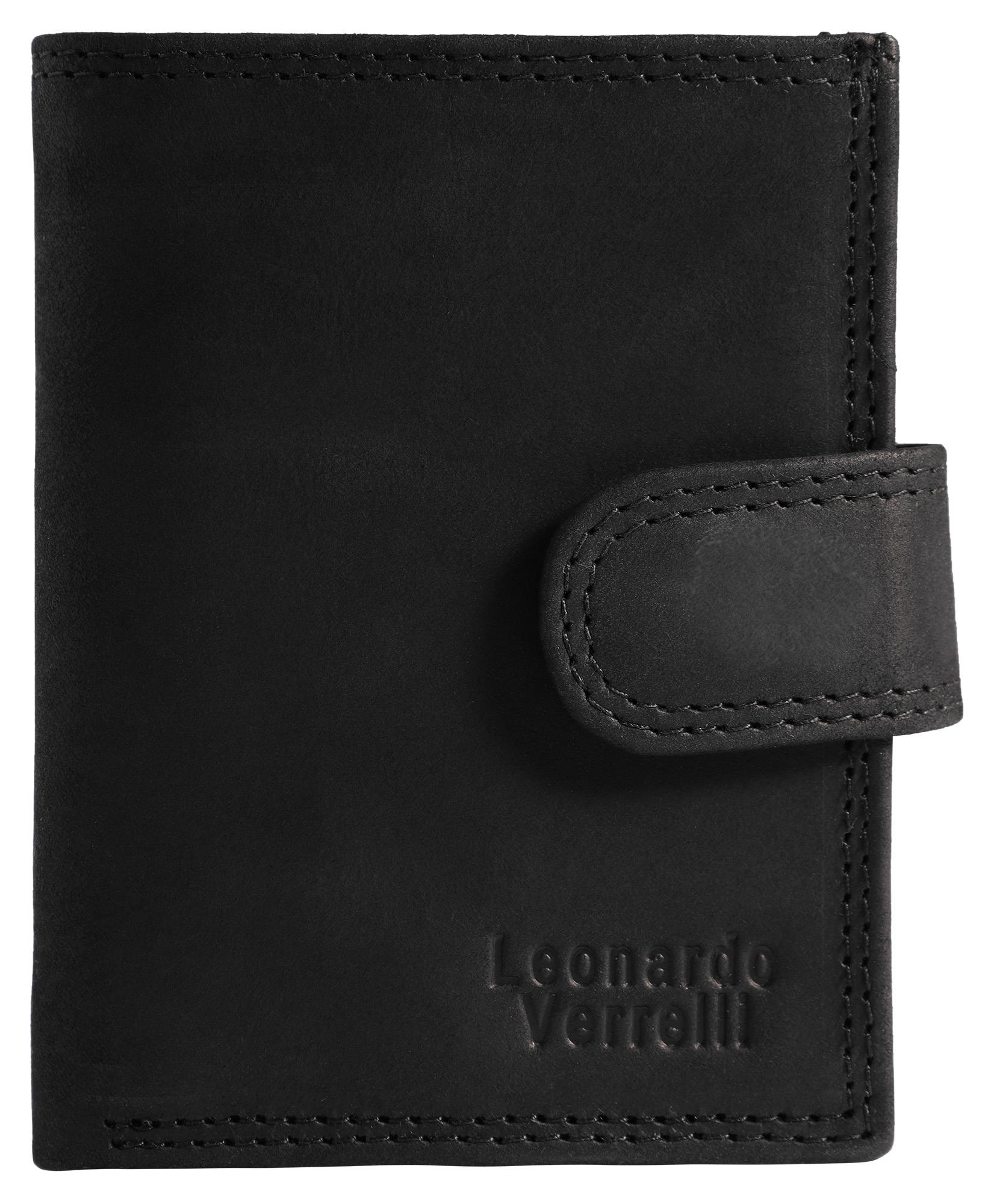 Leonardo Verrelli Echtleder (vintage) Geldbörse mit Pop-up-Kartenhalter, RFID, schwarz