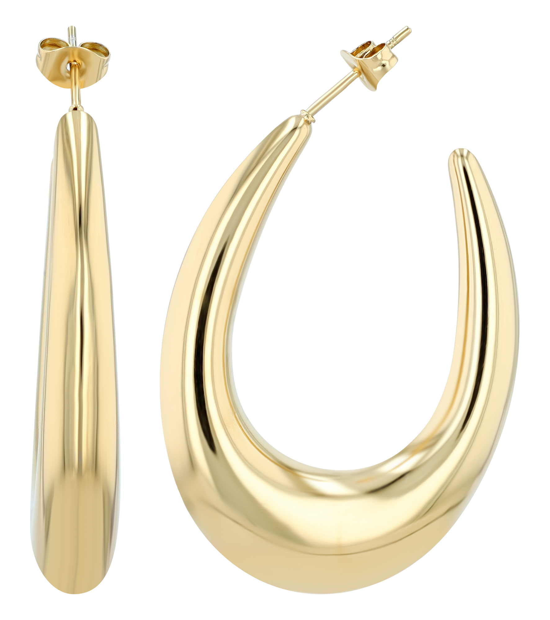 "Abiba" hoepel oorbellen met push-in sluiting, statement, roestvrij staal