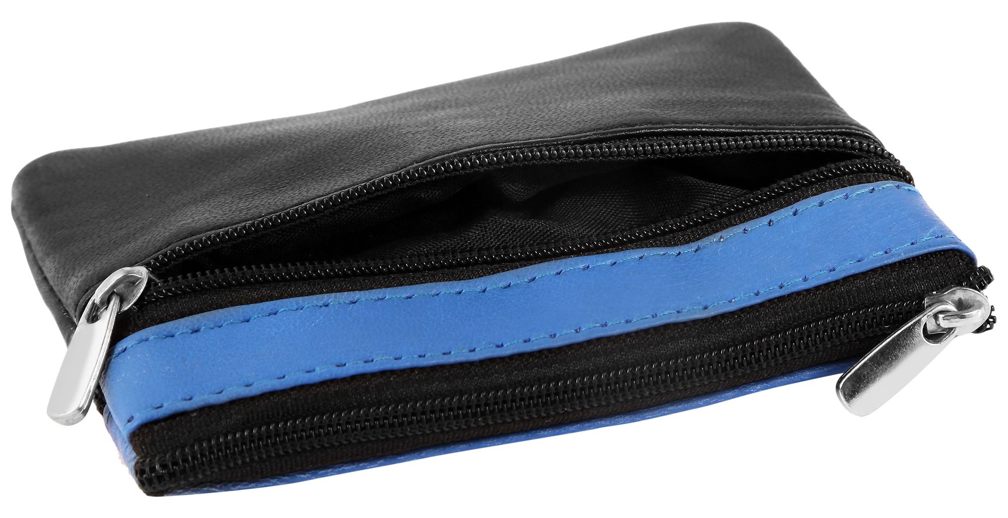 Excellanc Schlüsselbeutel aus Echtleder in schwarz/blau