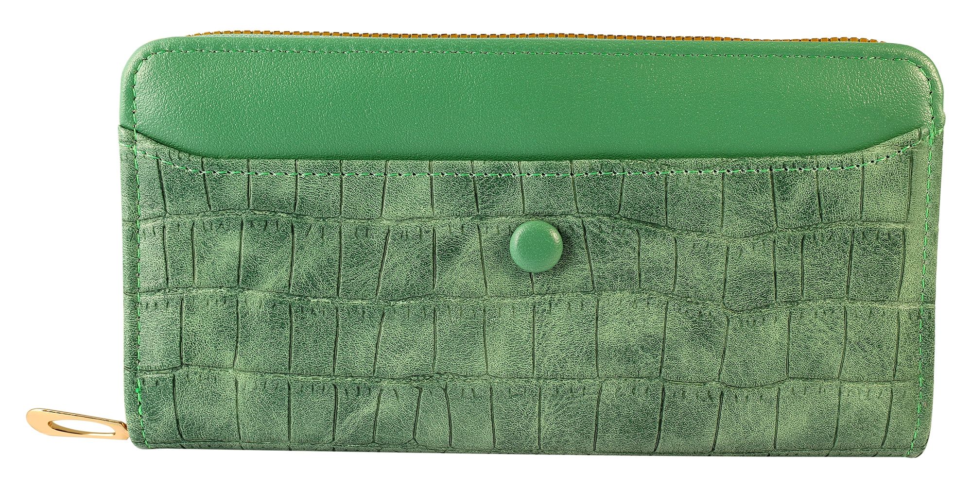 Damengeldbörse mit Krokooptik, Lederimitat, grün