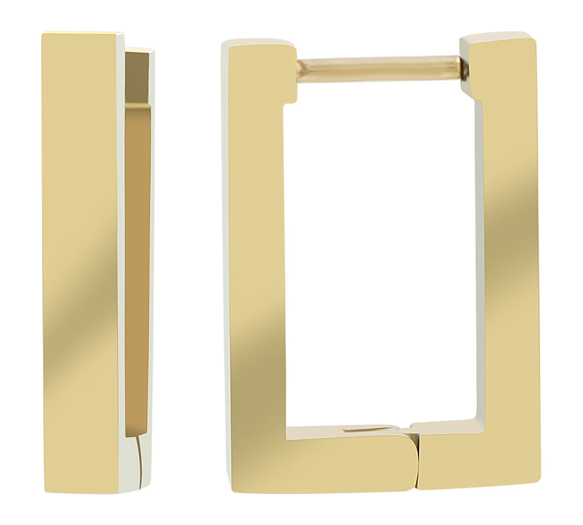 Akzent scharnierende oorbel "Kian", roestvrij staal, rechthoekig, goudkleurig