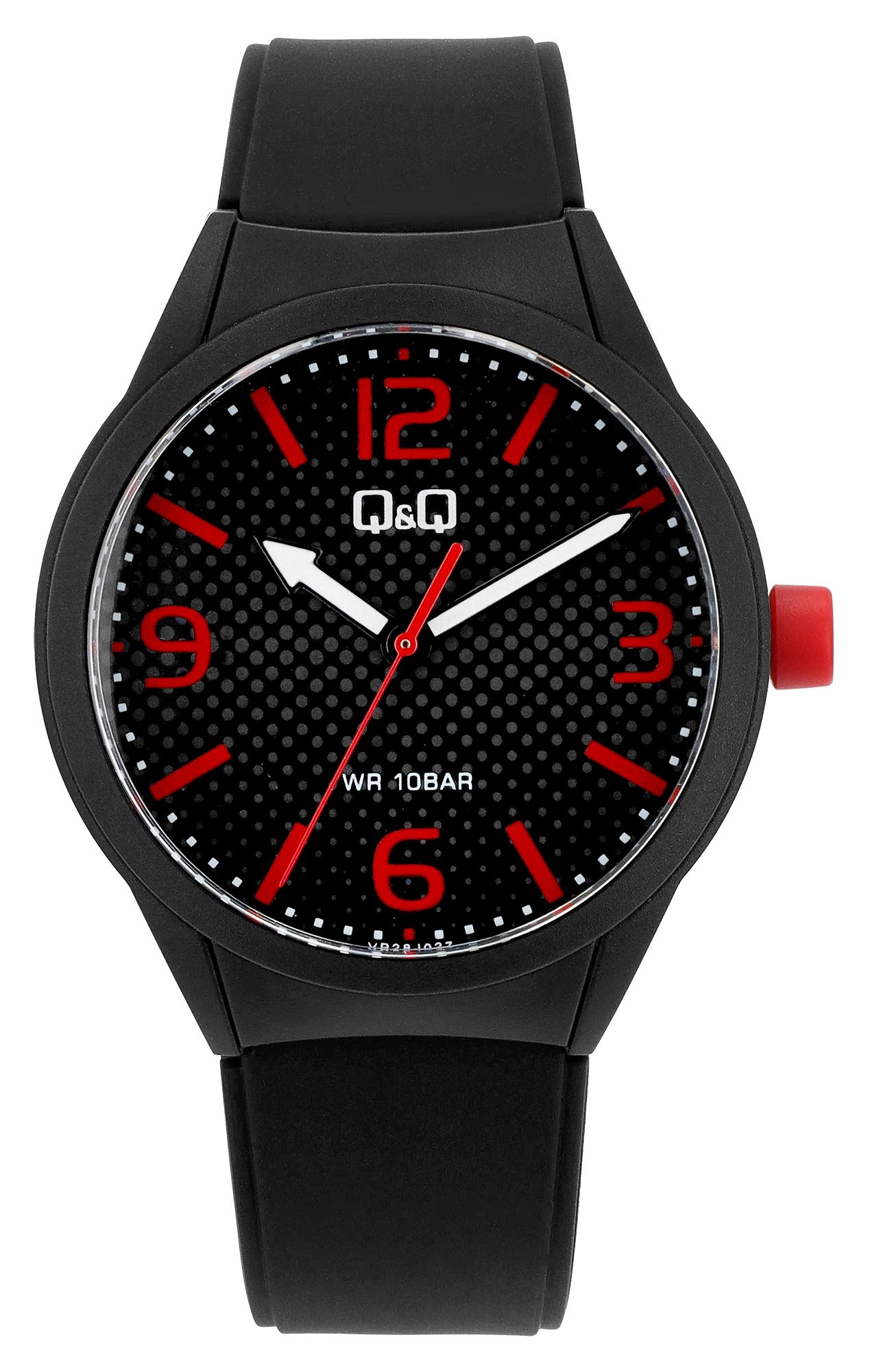 Q&amp;Q herenhorloge met siliconen band, Ø 40 mm, zwart/rood