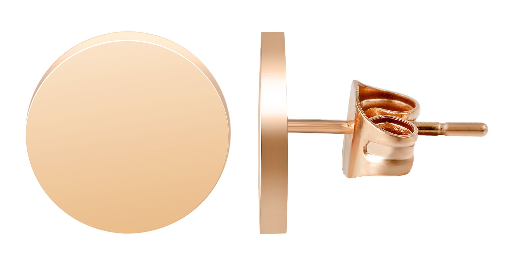 "Saima" roestvrijstalen oorstekers, plaatje Ø 10 mm, roségoudkleurig