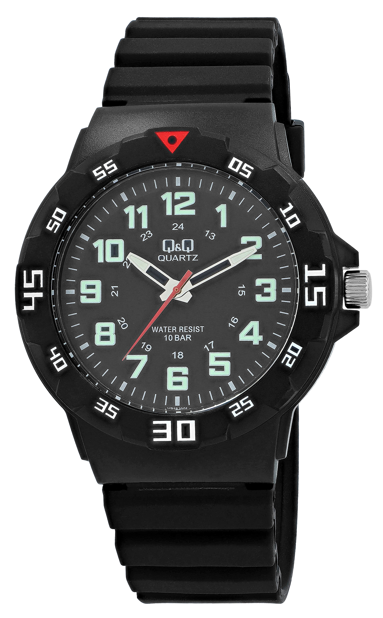 Q&Q Herrenuhr mit Silikonarmband, Ø 43 mm, schwarz