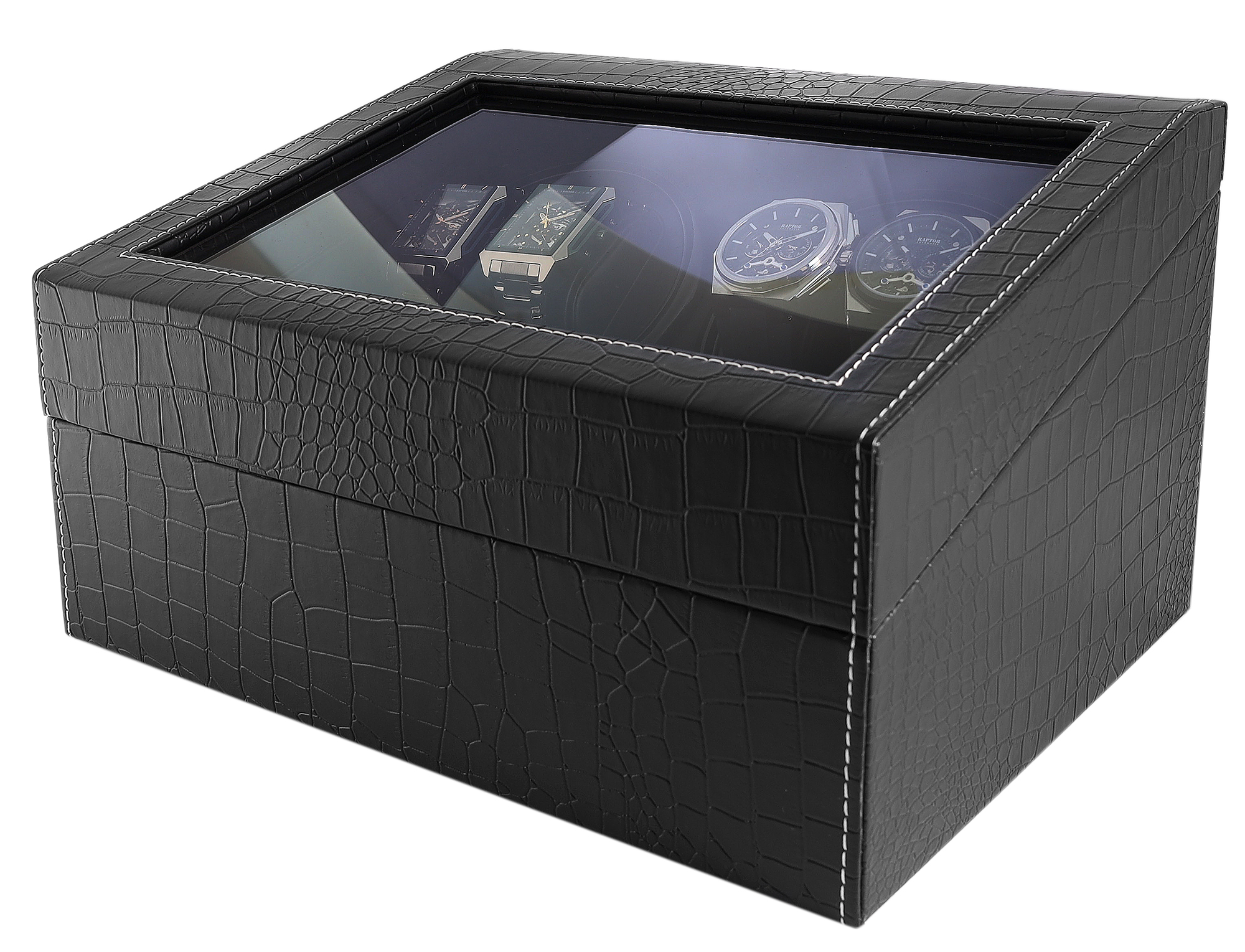 automatischer Uhrenbeweger für 4 Uhren + 6 Uhren, Lederimitat