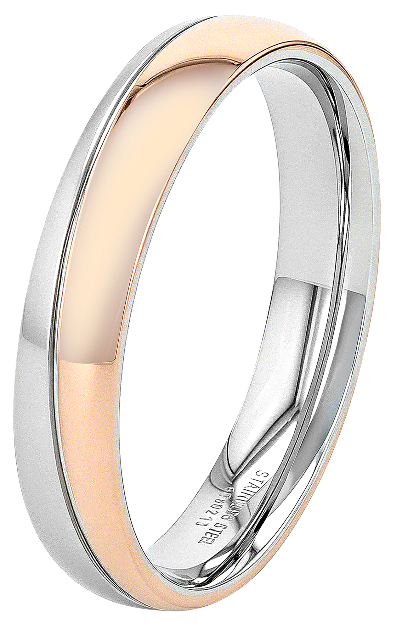 "Inox Duo", Akzent Herren-Partnerring, Edelstahl, bicolor, Gr. 60