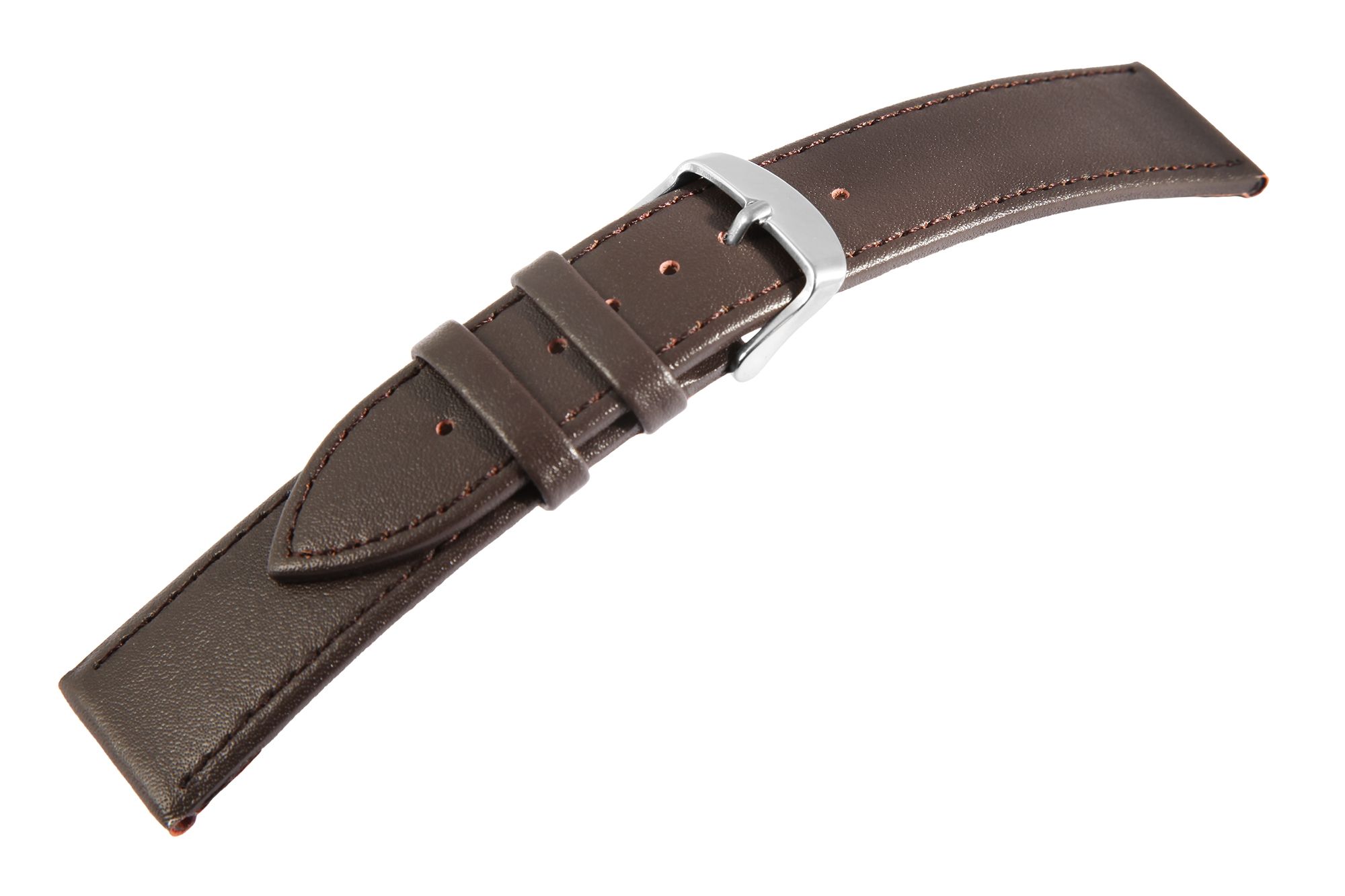 Echtleder-Uhrenarmband, dunkelbraun, 20 mm