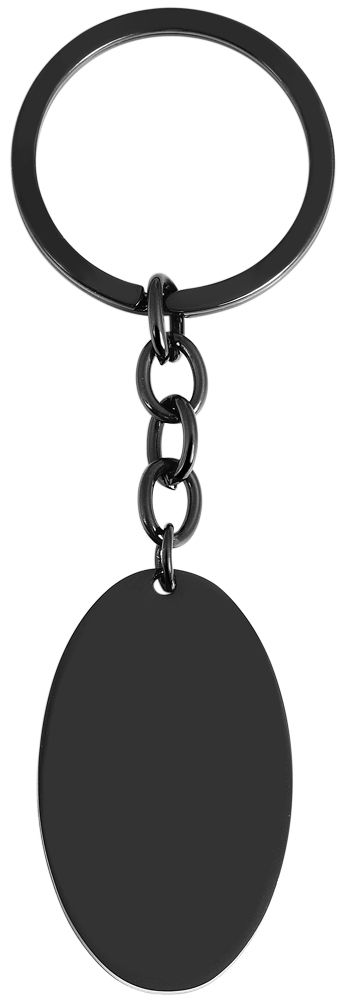 Accentsleutelhanger van roestvrij staal, graveerbaar, ovaal, zwart