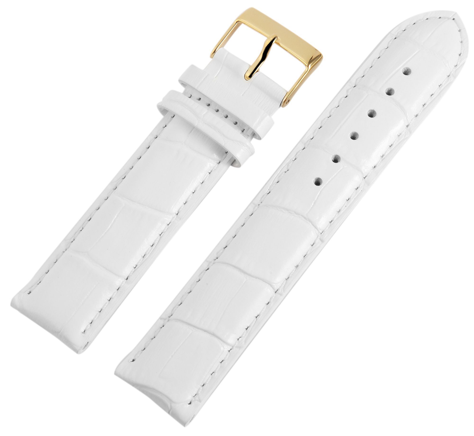 Carucci Echtleder-Uhrenarmband, weiß, 20 mm