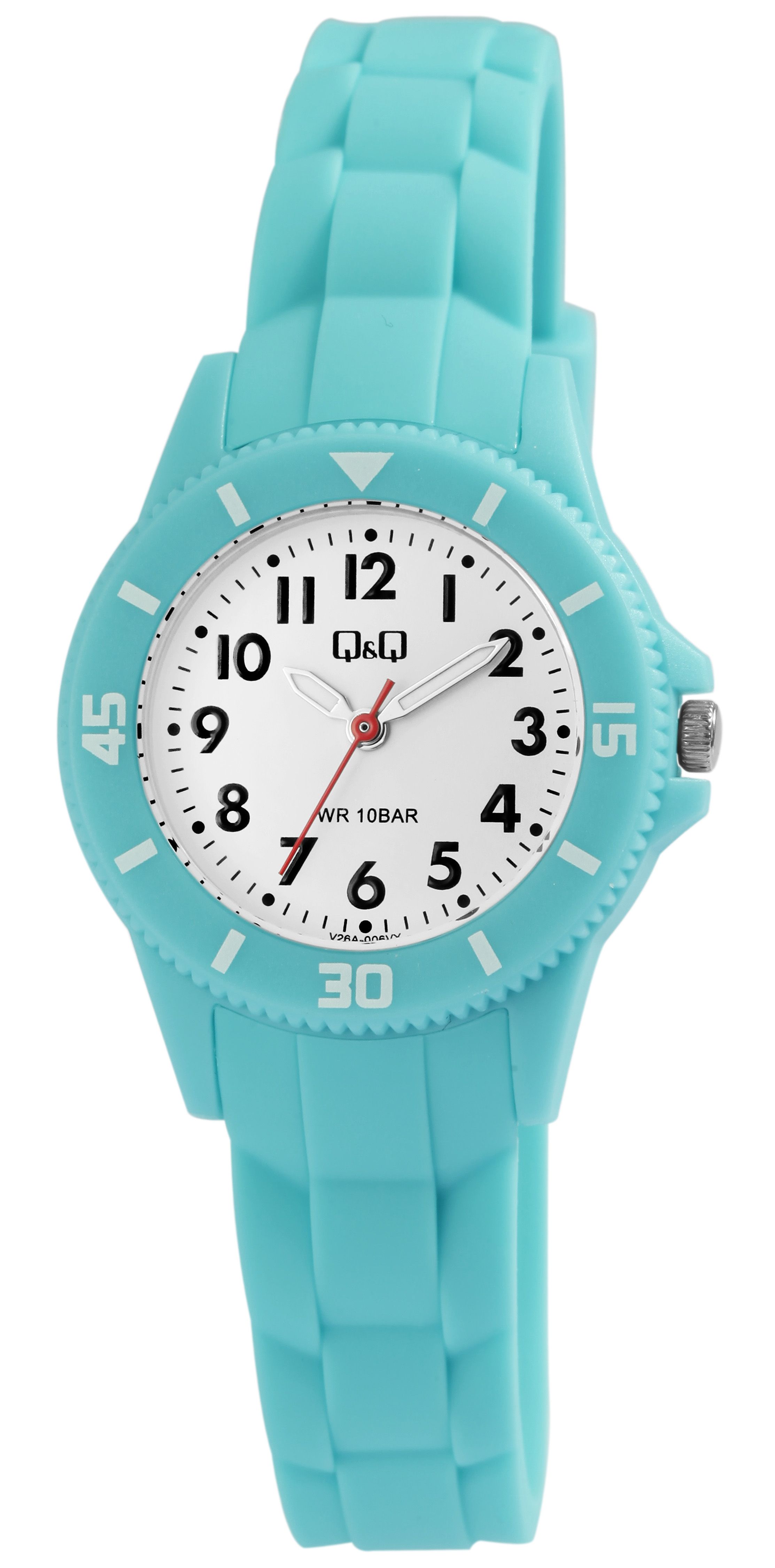 Q&Q Kinder-/Jugenduhr mit Silikonarmband, 10 ATM, hellblau