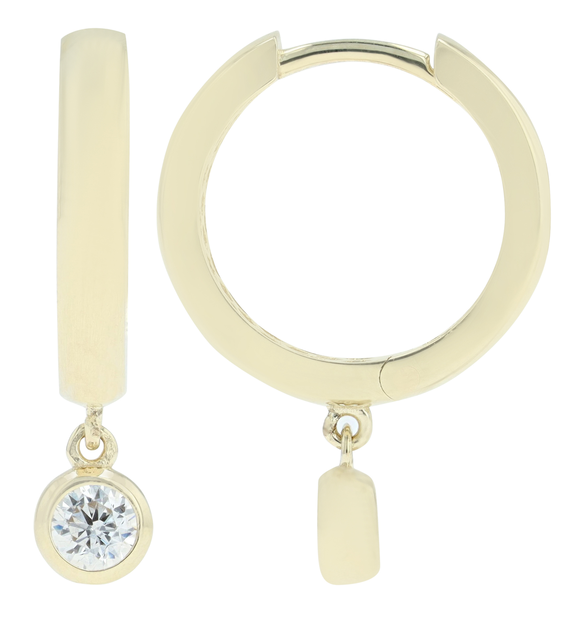 333/- Echt Gold Creolen mit Anhänger "Esma" Ø 12 mm, Zirkonia 8 Karat, Gelbgold