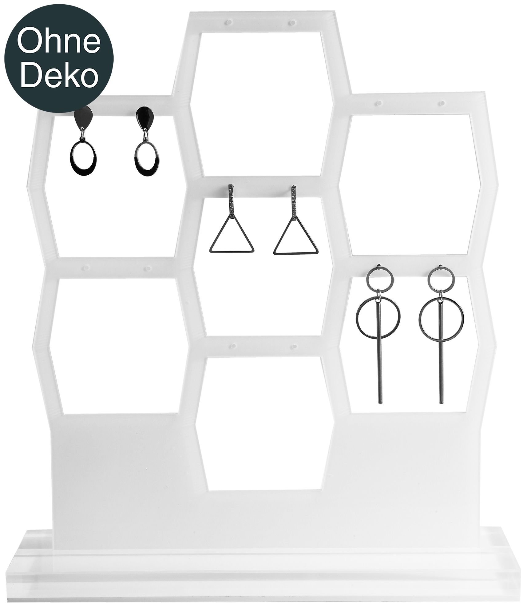 Display für Ohrringe, Kunststoff, weiß, 22 cm x 6,5 cm x 1,2 cm