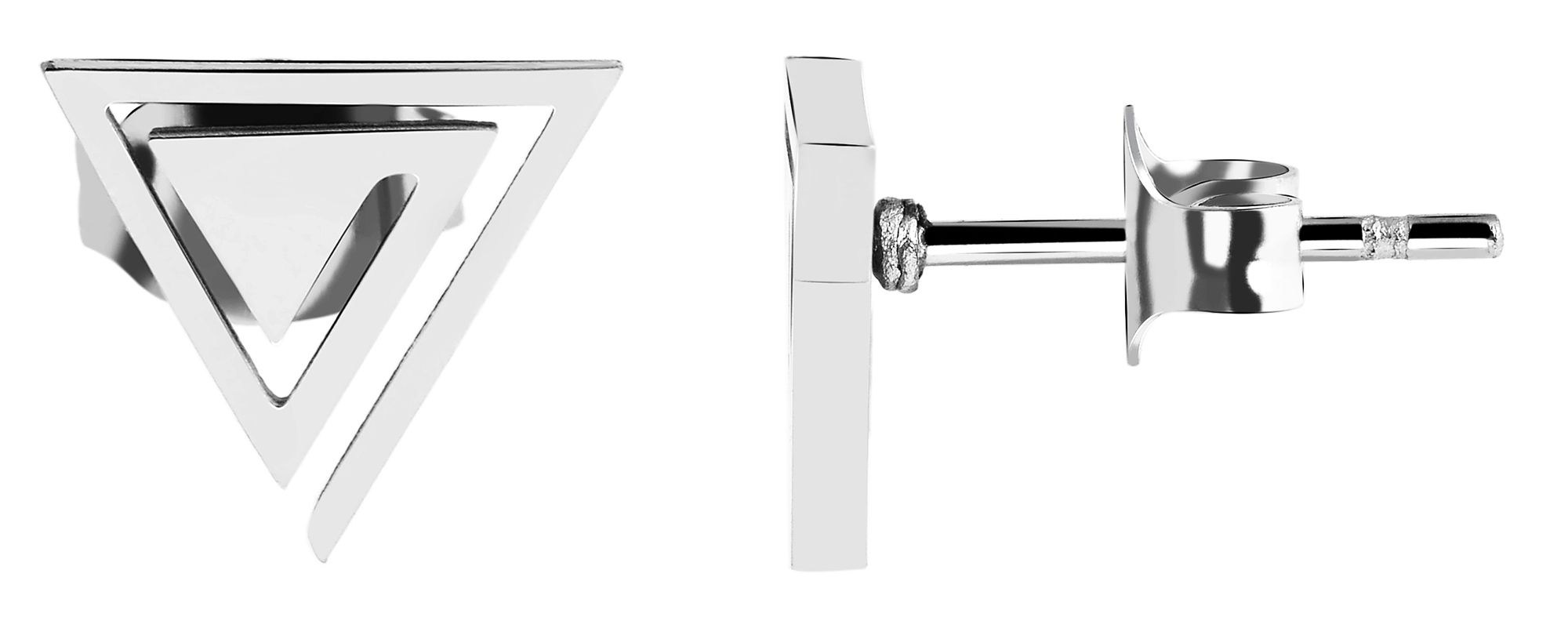 Roestvrijstalen accent oorstekers, driehoek, zilverkleurig