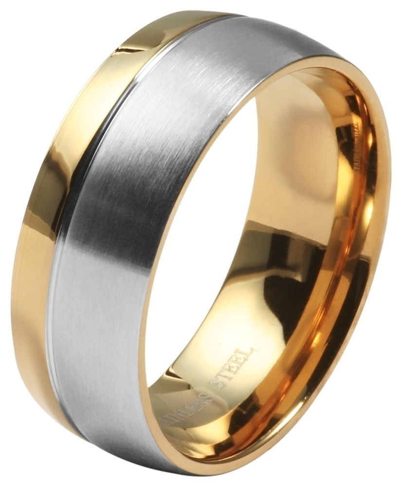 "Duo Expression" Herren-Partnerring, Akzent, Edelstahl, bicolor (silberfarben/ goldfarben)