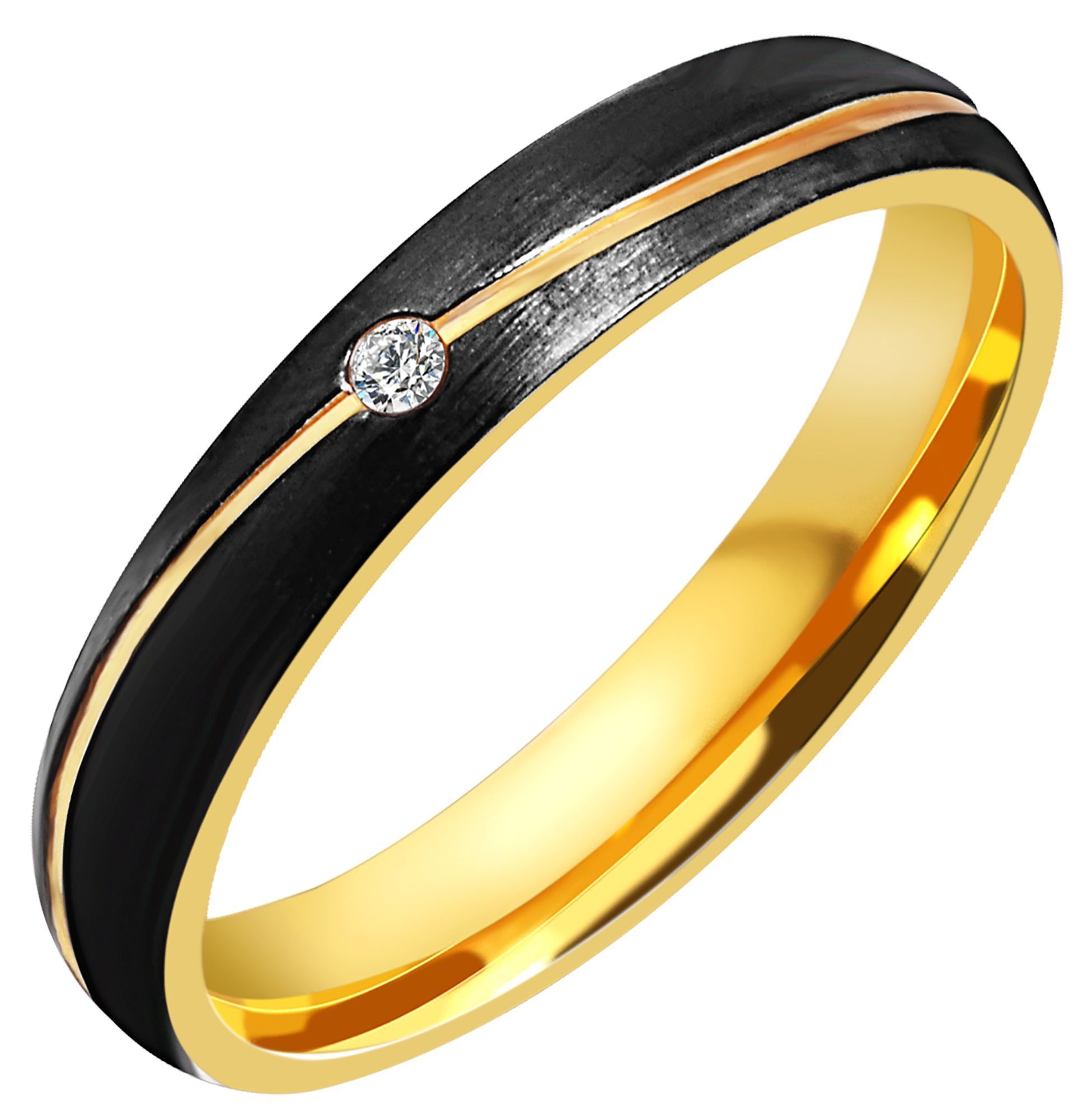 "Yara" Akzent Damen-Partnerring Gr 52, Edelstahl, bicolor (schwarz/ golfarben)