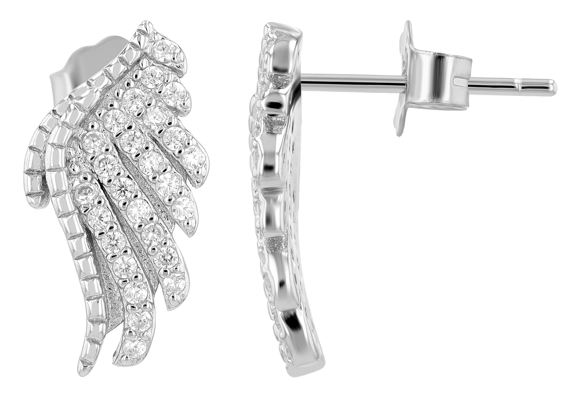 "Saya" 925/- Echt Silber Ohrstecker Zirkonia silberfarben rhodiniert Engelsflügel