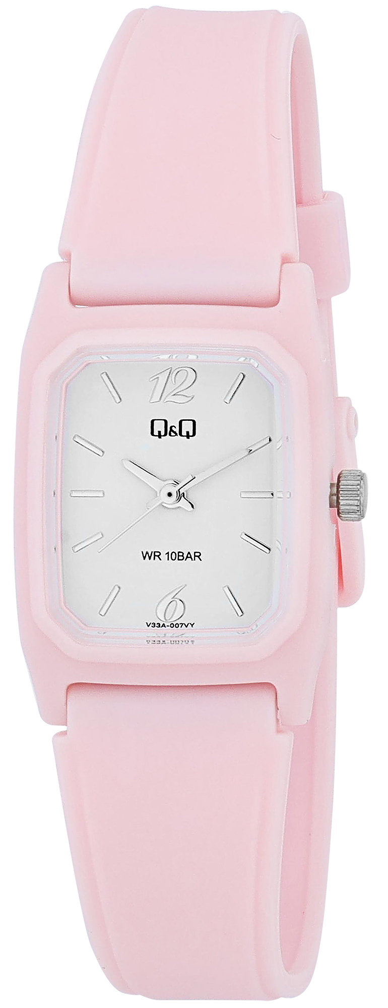 Q&Q Damenuhr mit Silikonarmband, 10 BAR, rosa