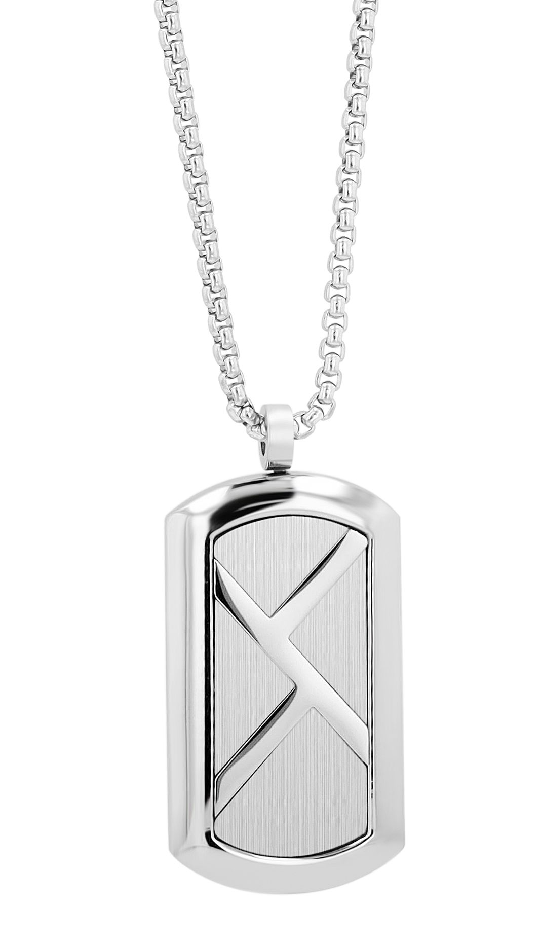 Akzent Halskette "Jaxon", Edelstahl, DogTag, silberfarben