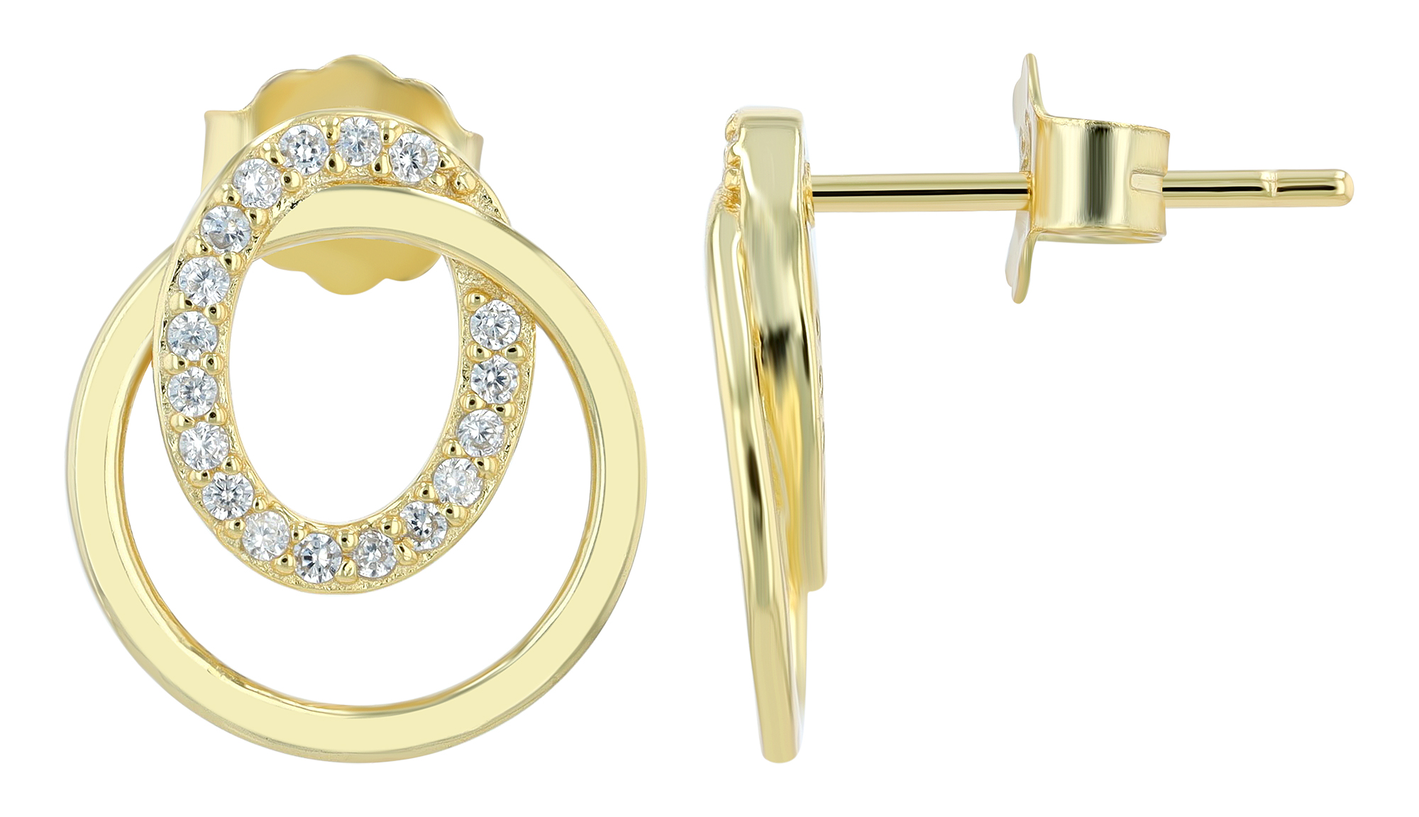 "Dea" 925/- Echt Silber Ohrstecker mit Zirkonen, vergoldet