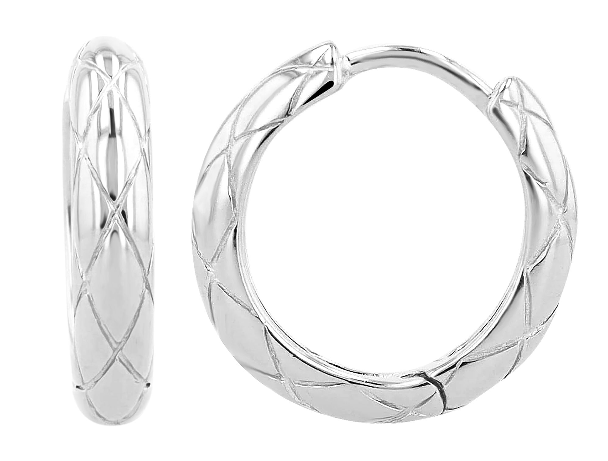 "Marica" 925/- Echt Silber Creole, gemustert, silberfarben, rhodiniert