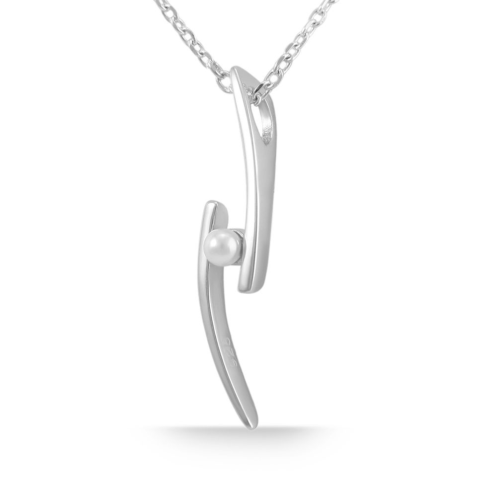 925/- Echt Silber Anhänger ohne Kette "Rodina", halbrunde Elemente mit Perle, 925/rhodiniert