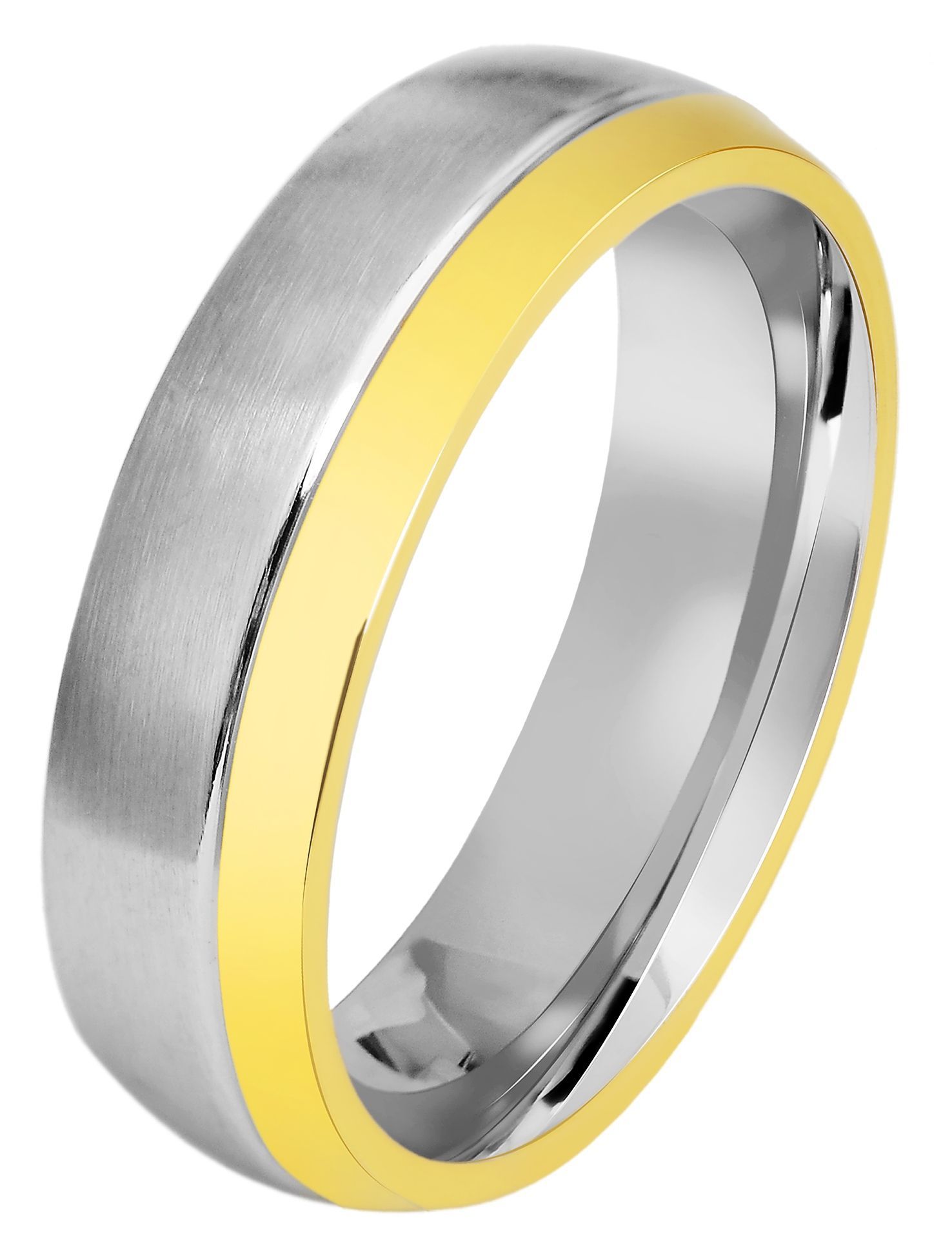 "Heart's Duo" Herren-Partnerring Gr 60 aus Edelstahl, bicolor (silberfarben/ goldfarben)