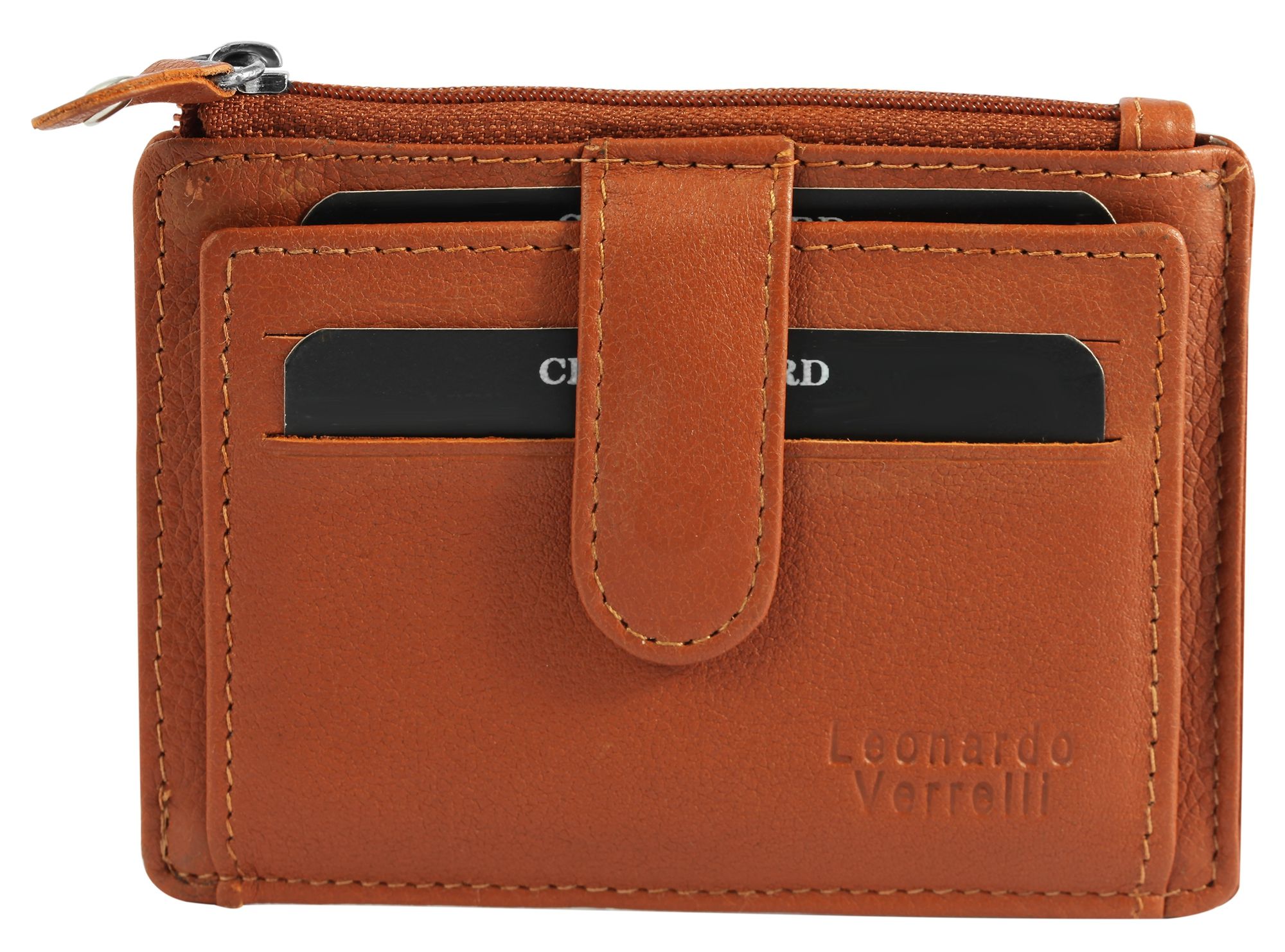 Leonardo Verrelli Echtleder Kartenetui mit RFID-Schutz, schwarz