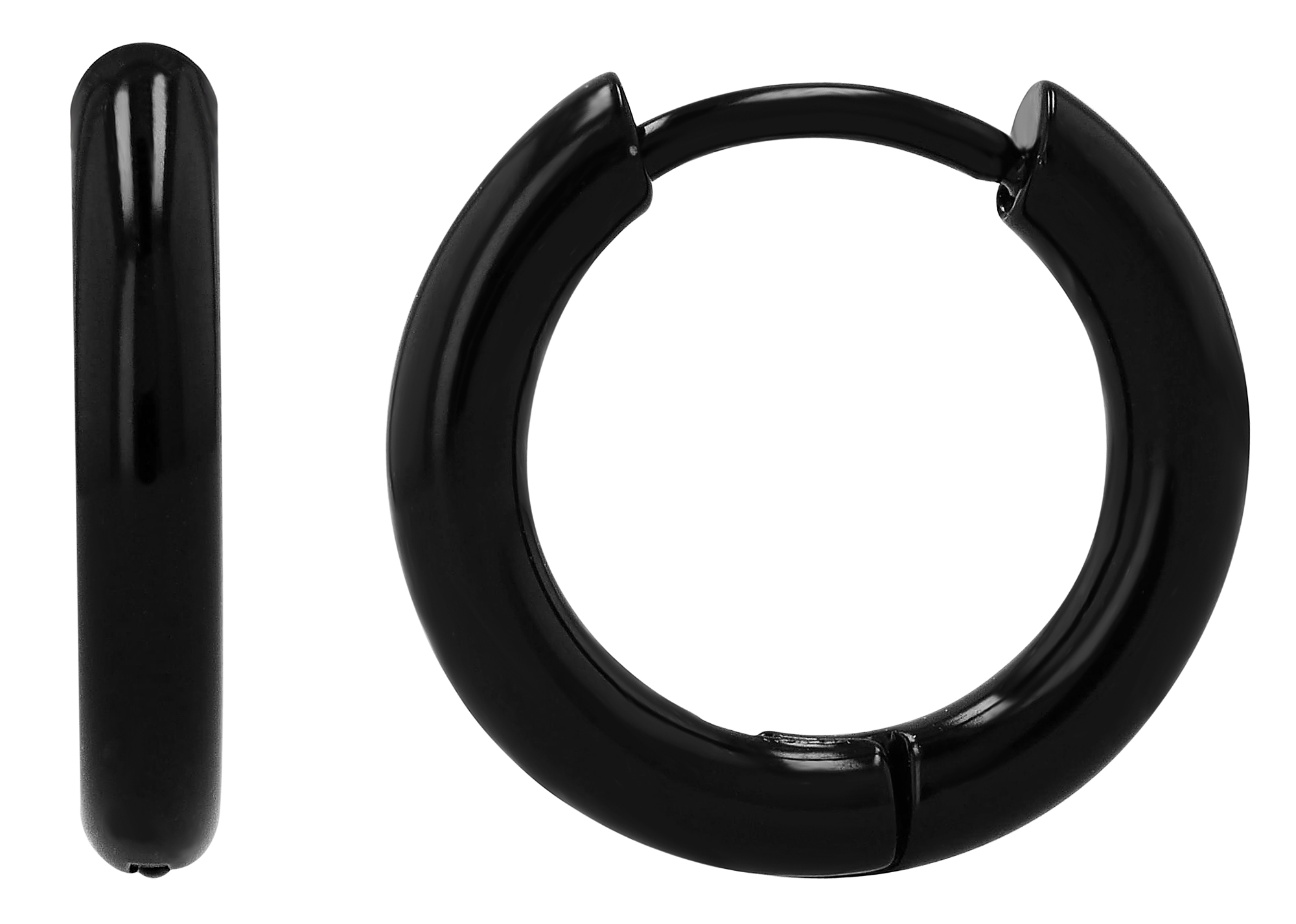 "Tanu", Unisex Edelstahl Creole, schwarz, 8 mm (VE12)