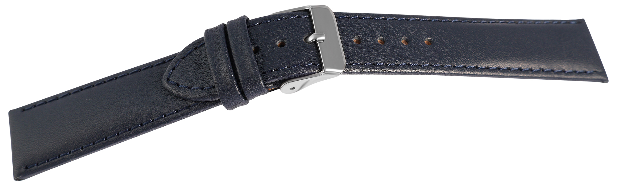 Echtleder-Uhrenarmband "super-soft", dunkelblau, Naht, 22 mm