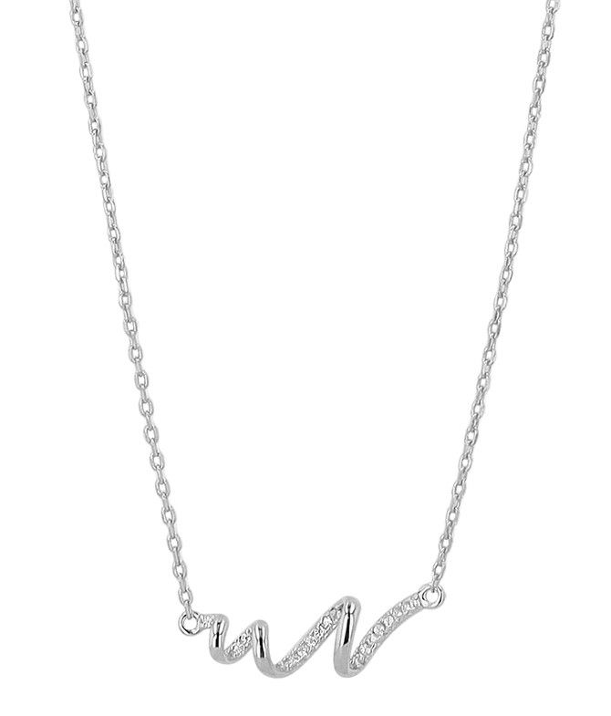 "Ineke" 925/- halsketting van echt zilver, gedraaide hanger, zirkonia, zilverkleurig, gerhodineerd