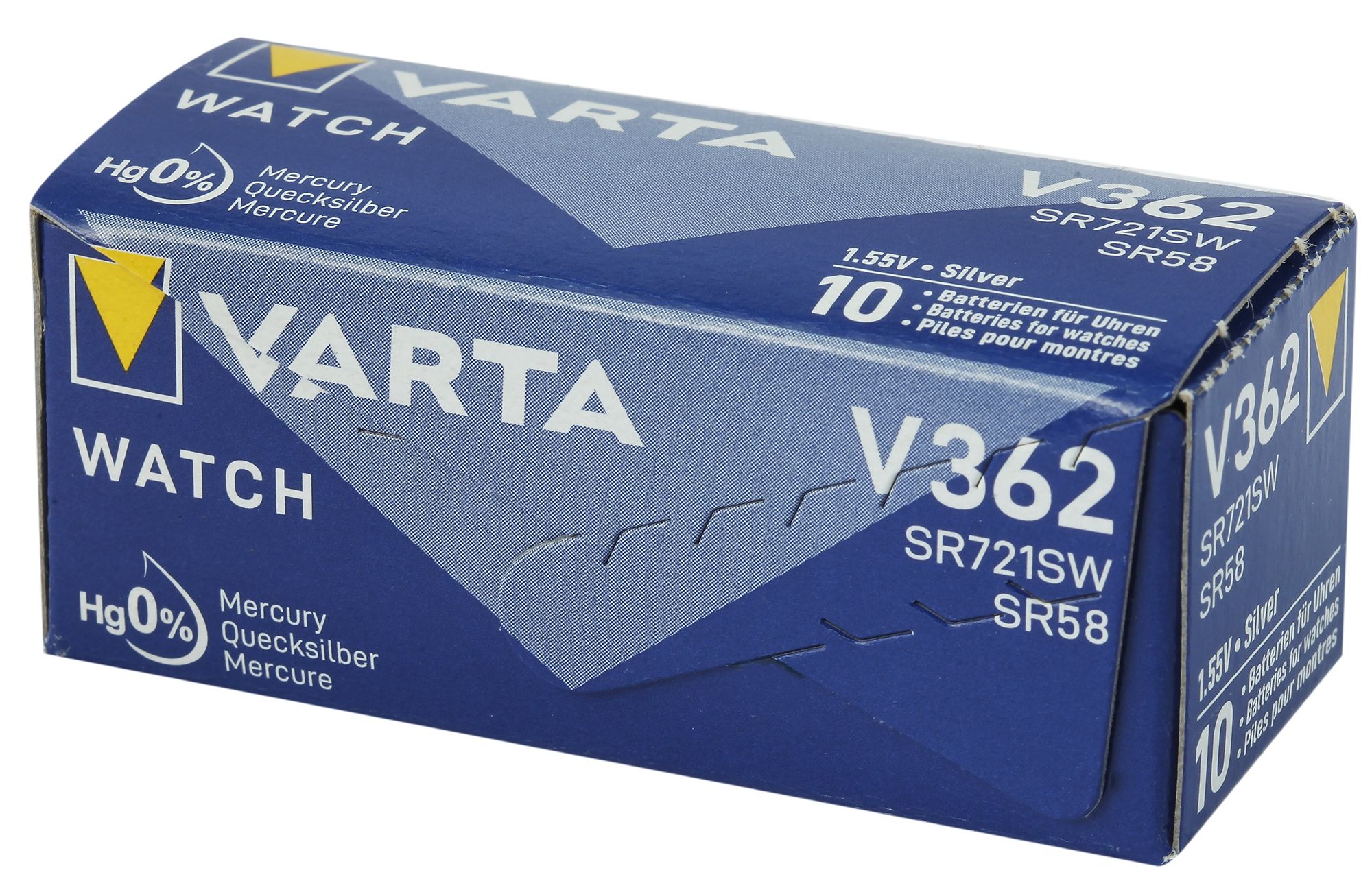 Varta Batterie V362/532 (AG11//SR721SW) Silberoxid Knopfzellen 1,55 V - Verpackungseinheit 10 Stück