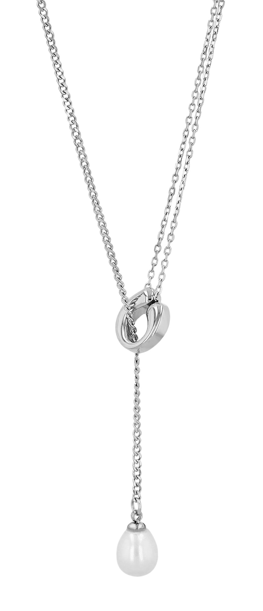 "Alliosn" roestvrijstalen ketting met zoetwaterparel 40 - 45cm + 5 cm