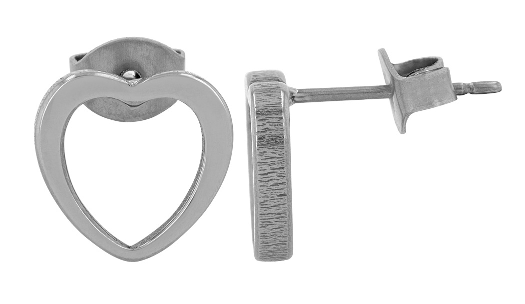 "Hilla" Titan, Ohrstecker - Herz, silberfarben
