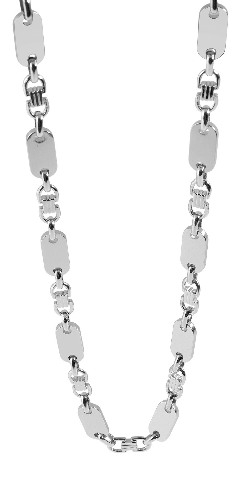 "Andrin", roestvrijstalen plaatketting, zilverkleurig, 55 cm/ 8 mm