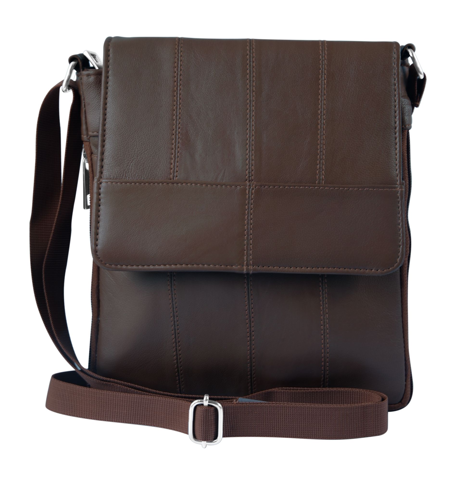 Accent schoudertas van echt leer, donkerbruin