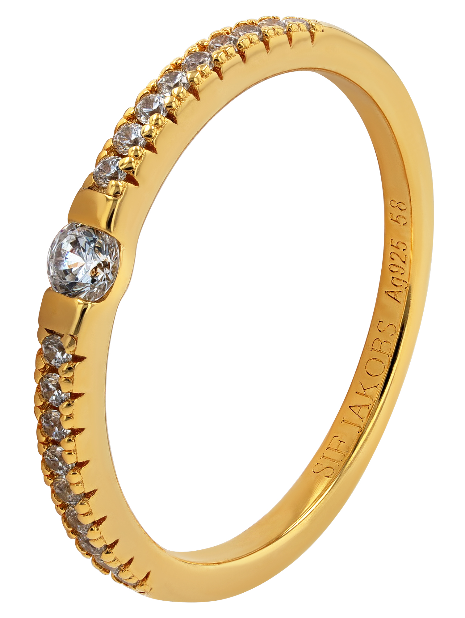 Sif Jakobs Jewellery 925/- echt zilveren ring "Ellera Uno" maat 54, zirkonia (wit), verguld