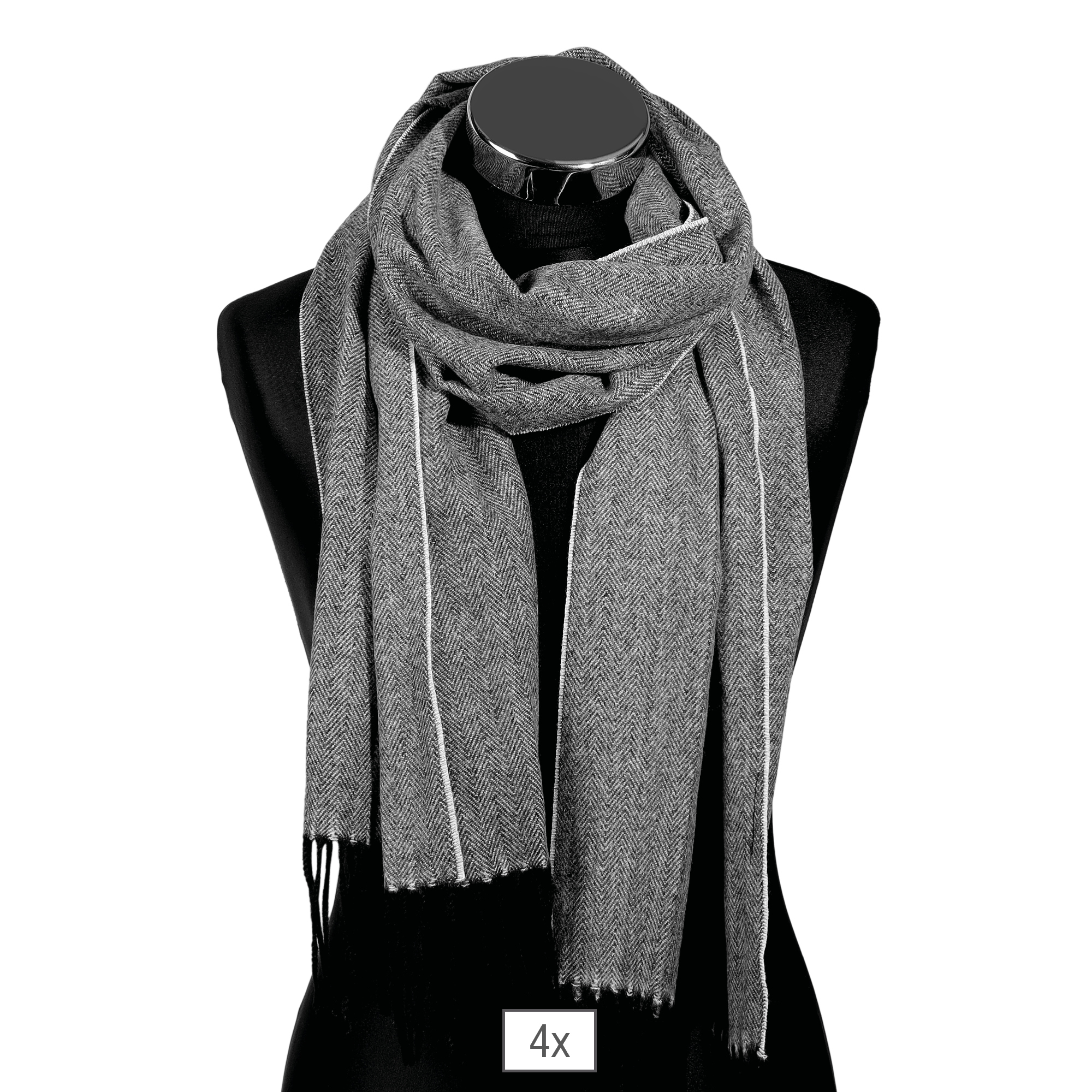 Effen herensjaal met visgraatmotief (grijs) 100% polyester PU 4