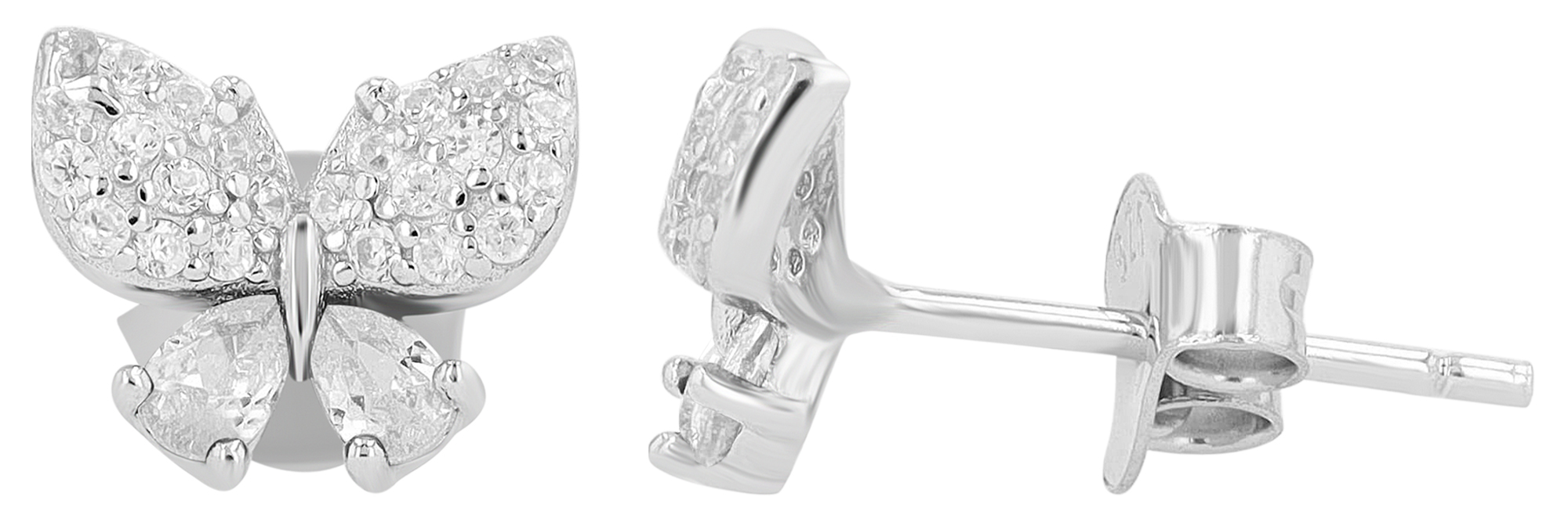 "Shila" 925/- Echt Silber Ohrstecker silberfarben rhodiniert Zirkonia