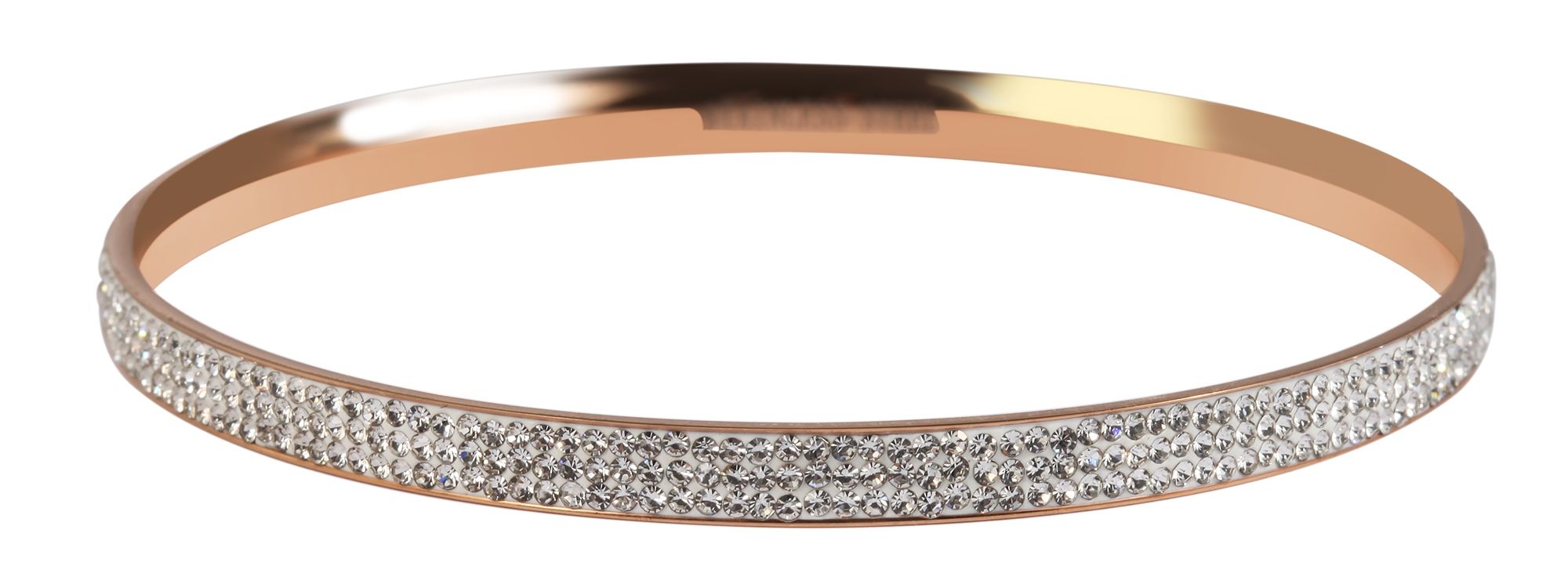 Accent roestvrijstalen armband, similietstenen, 5,5 cm, roségoudkleurig