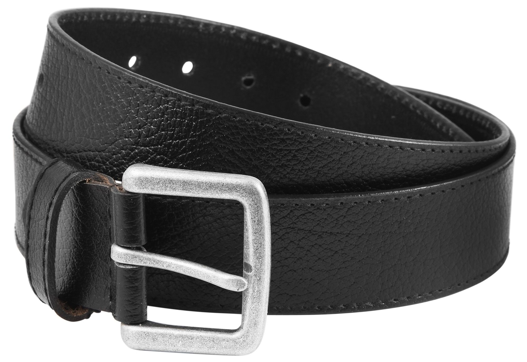 Leonardo Verrelli echt leren riem, zwart, lengte 130 cm